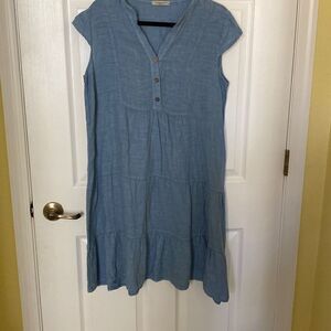 Women’s Francesca Bettini, Made in Italy, Blue Linen Dress, Size Medium